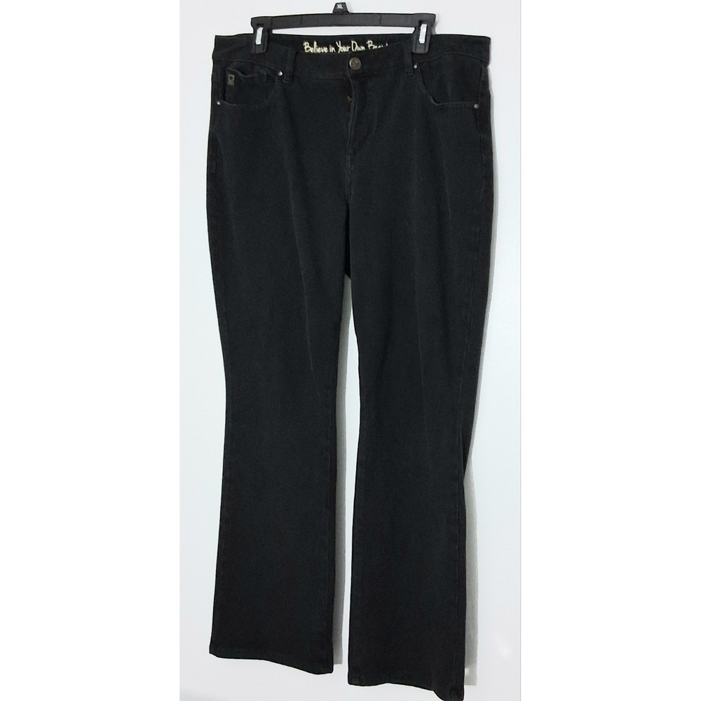 Belle Kim Gravel Jeans Womens 14 Black Flexibelle Bootcut Pockets Zip Up Preown